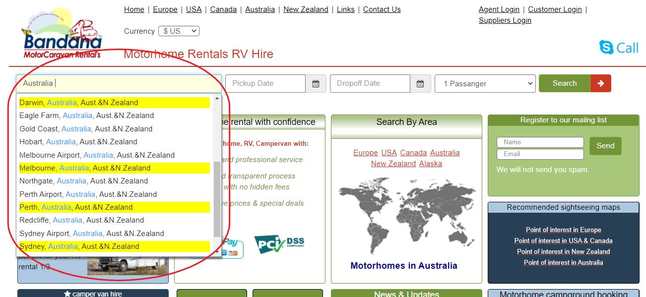 Motorhome rental in Australia - Choose destination Motorhome rental in Australia - Choose destination