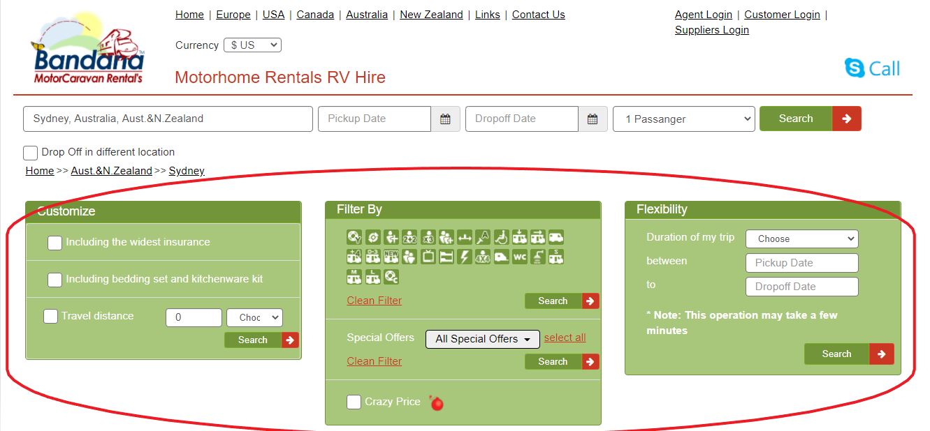 Motorhome rental in Australia - Filters Motorhome rental in Australia - Filters